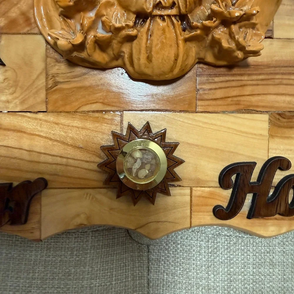 Olive Wood‎ Holy Family Wall Plaque God Bless Our Home Holy Land Stones